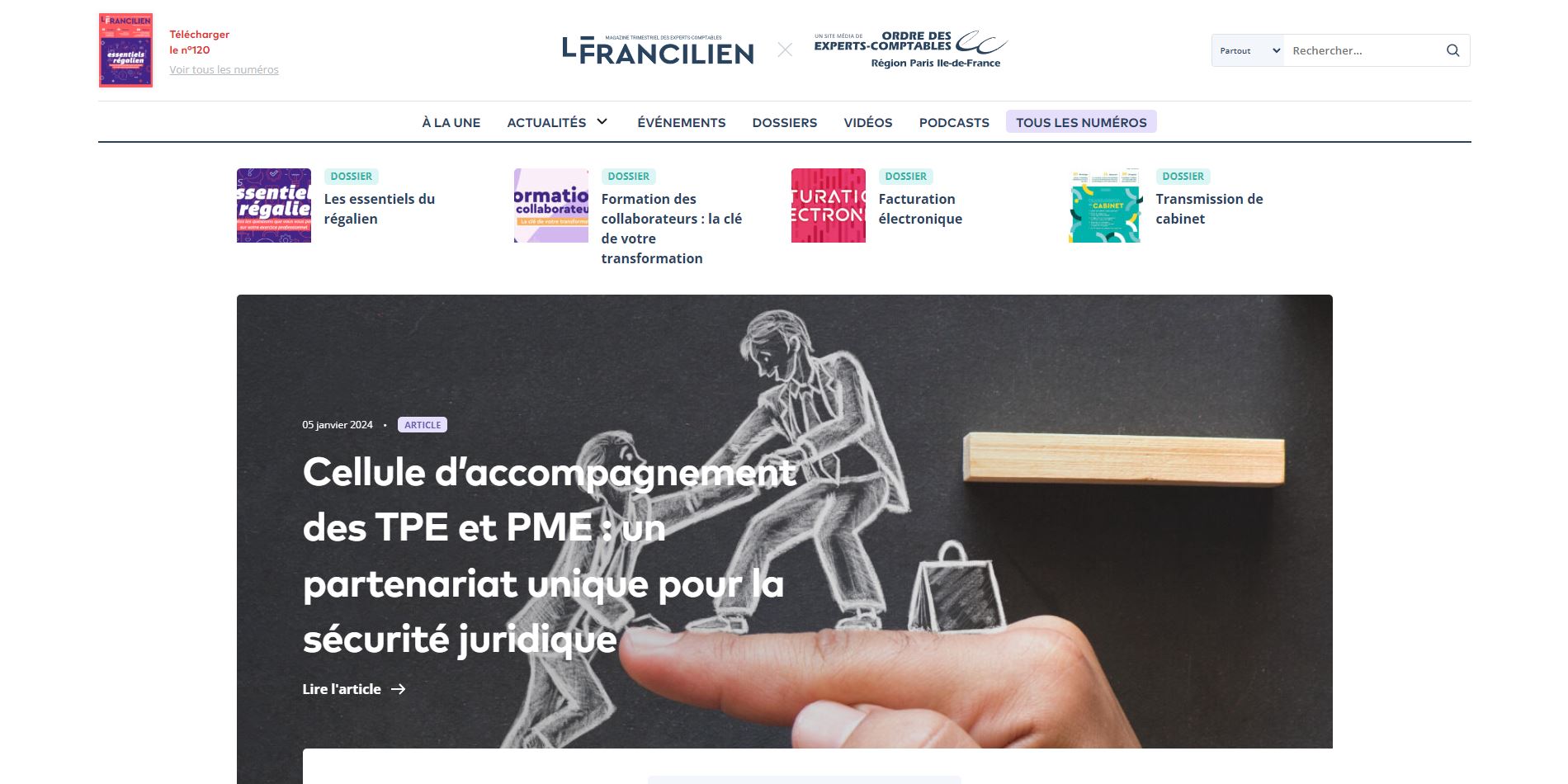 Le Francilien - capture du magazine en ligne de l'Ordre des experts-comptables Paris IDF